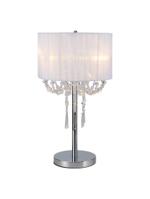 Freida Polished Chrome-White Crystal Table Lamps Diyas Modern Crystal Table Lamps